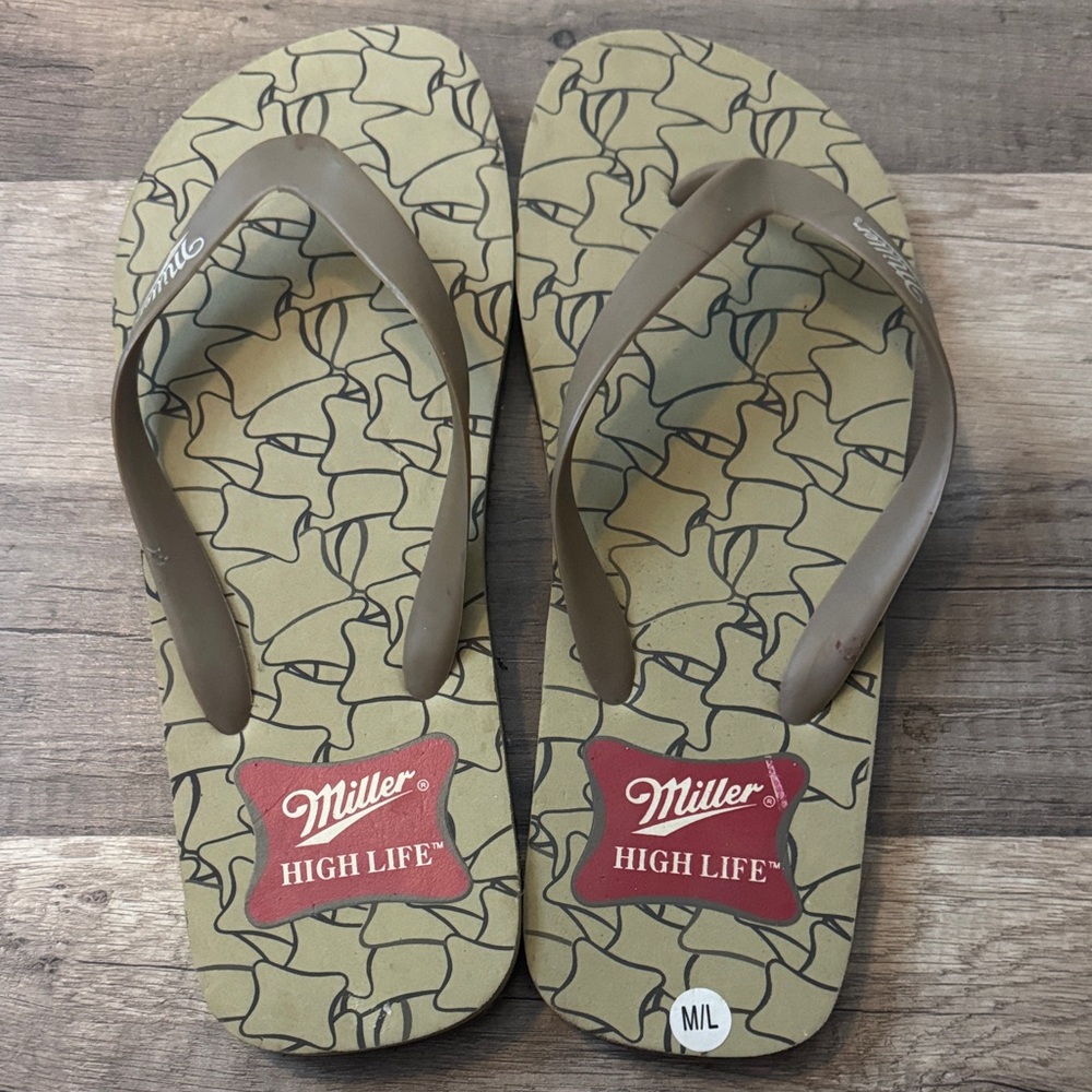 Miller High Life Men's Flip-Flops - M/L Size